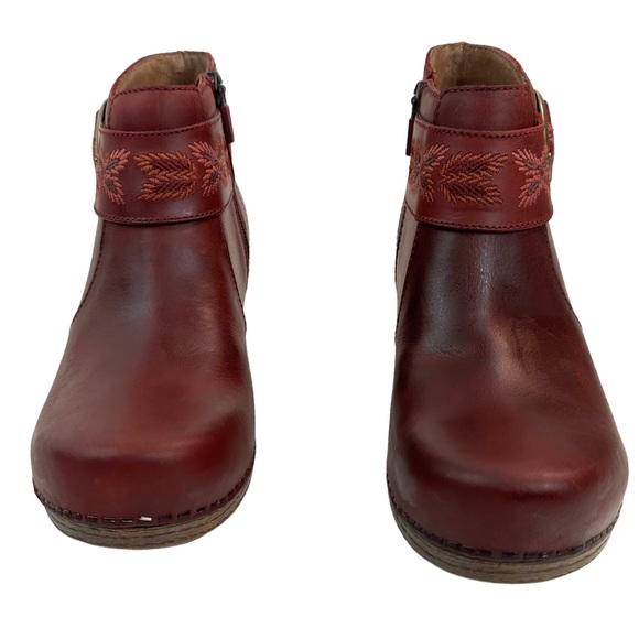 Dansko Women's Mina Ankle Leather Bootie Color: Red Oiled Size: 37 NEW - Picture 8 of 16